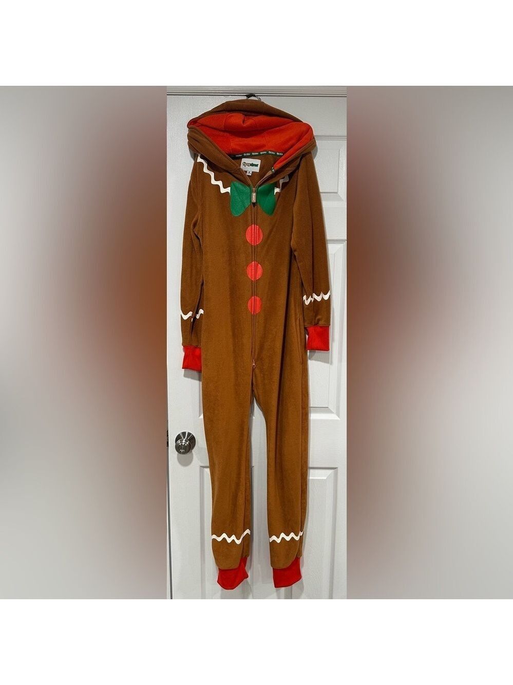 Tipsy Elves Gingerbread Onesie Pajamas with Hood Size Small